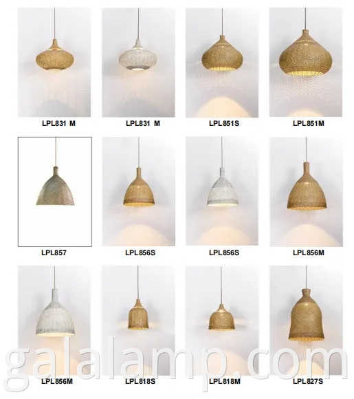 Araña colgante de bambú de ratán grande con lámpara de sombra de mimbre decorativa